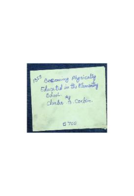 Becoming Physical Educated in the Elementry School