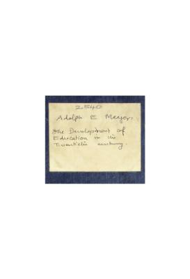 The Development of Education in the Twentieth Century