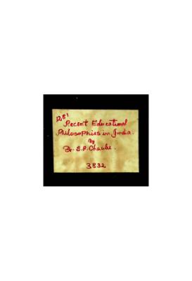 Recent Educational Philosophies in India