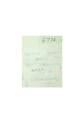 Trainning Teachers for Schools in Travancore