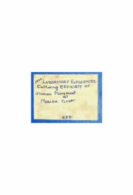 Laboratory Experiences Exploring Eficiency of Human Movement