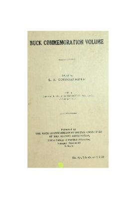 Buck Commemoration Volume Being a Memorial
